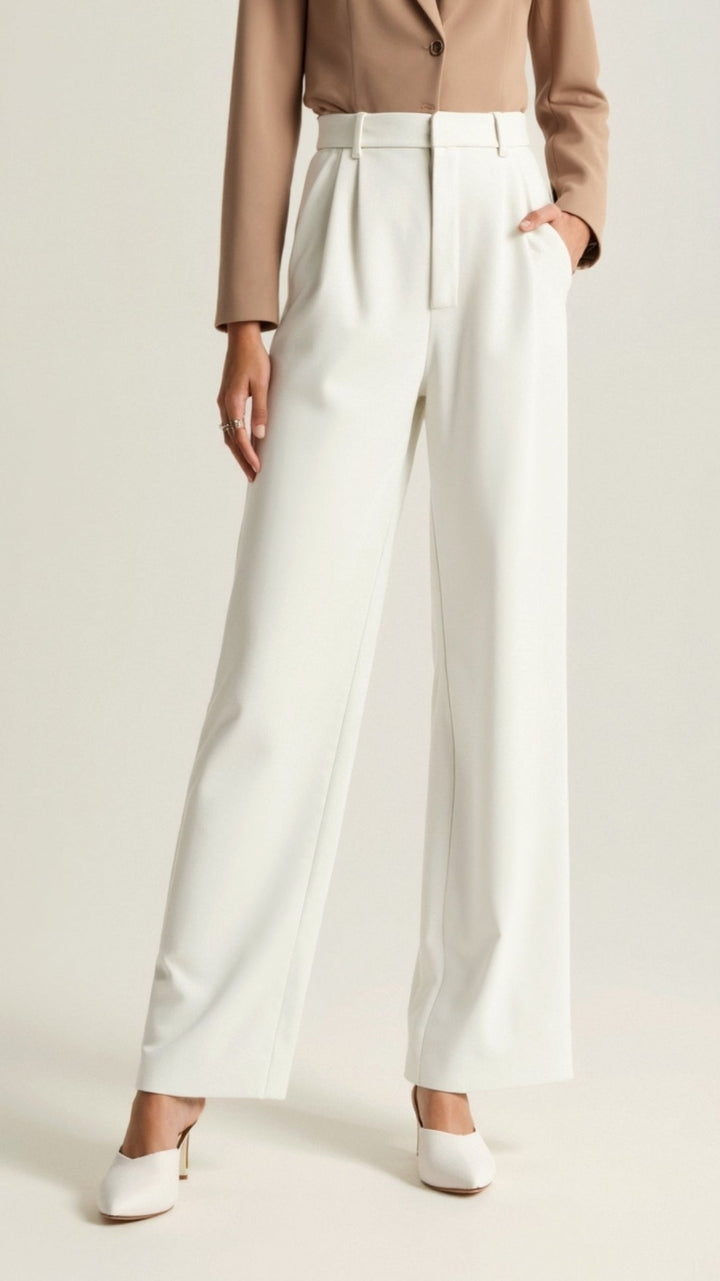 Women's Pleated High Waisted Pants - Relaxed Fit