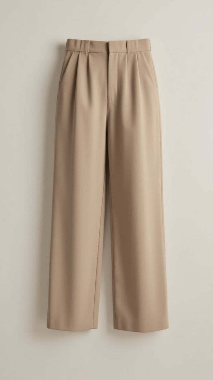 Women's Pleated High Waisted Pants - Relaxed Fit
