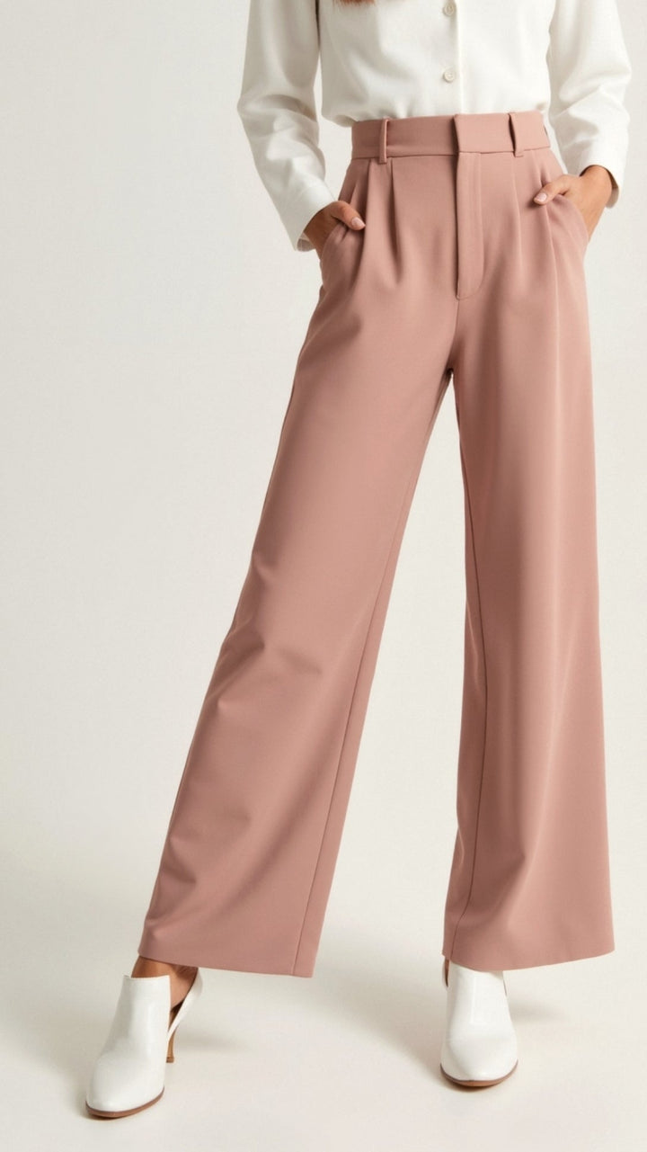 Women's Pleated High Waisted Pants - Relaxed Fit