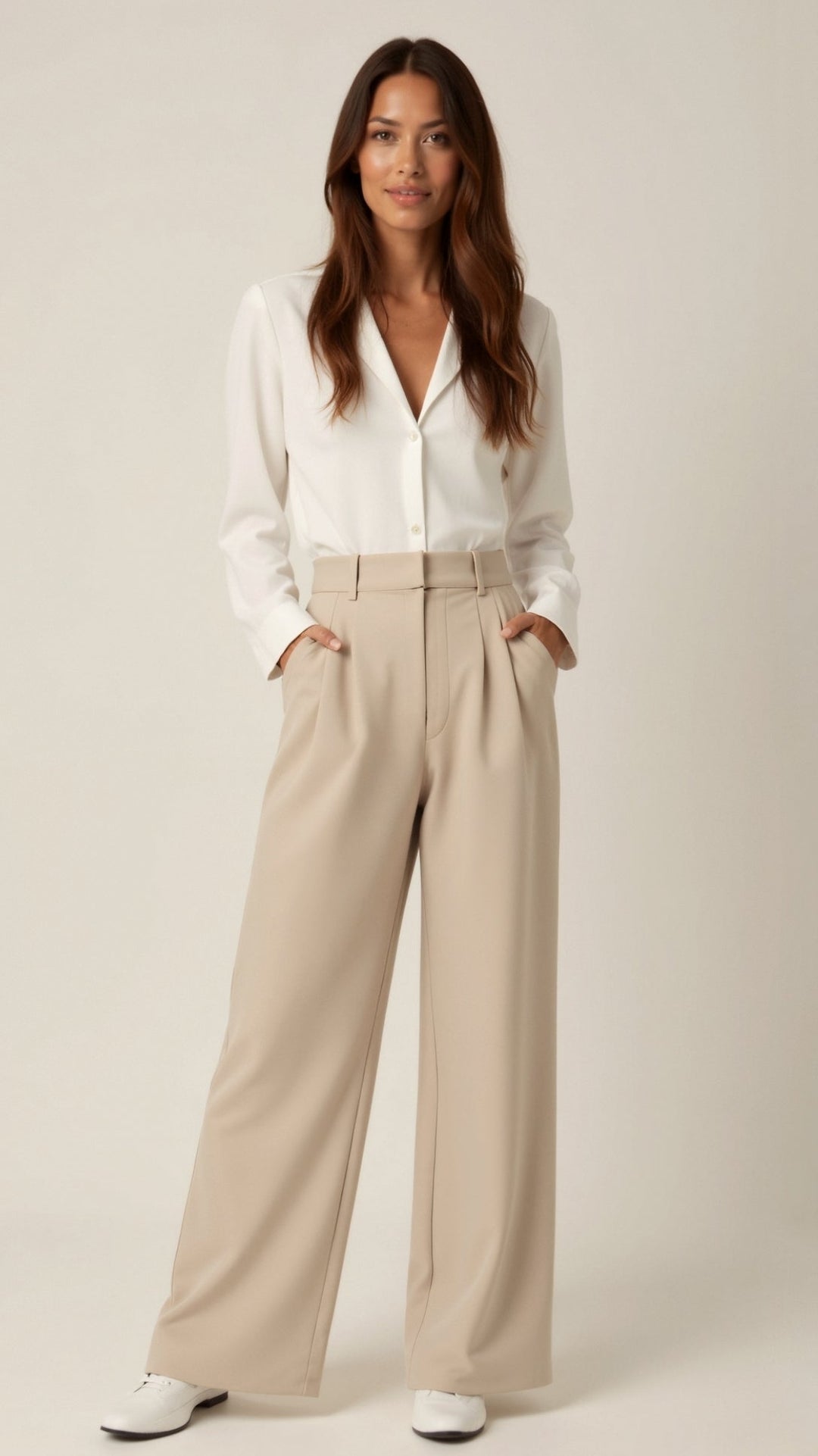 Women's Pleated High Waisted Pants - Relaxed Fit