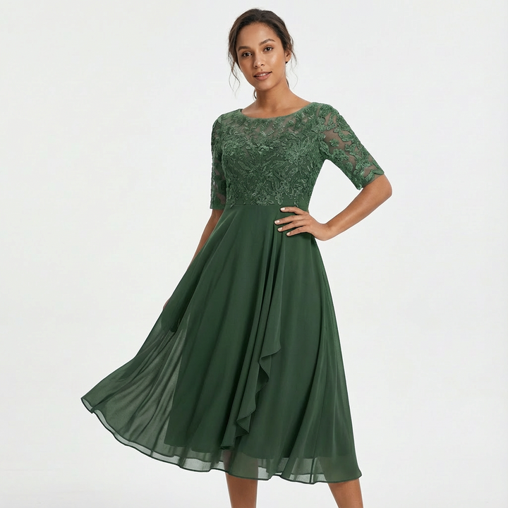 Sophia | Women's Lace Half Sleeve Midi Dress