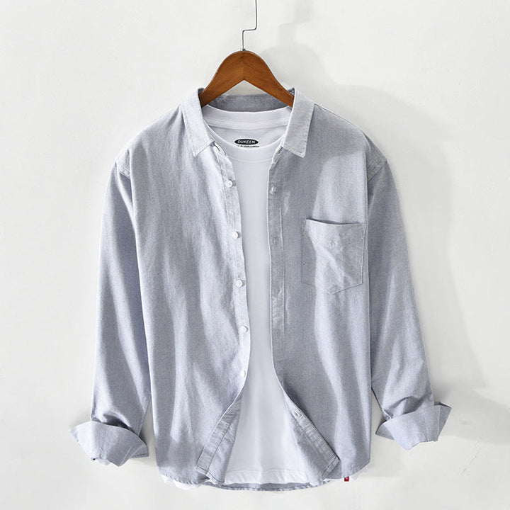 Men's Casual Breathable Cotton Oxford Shirt - Summer Outing
