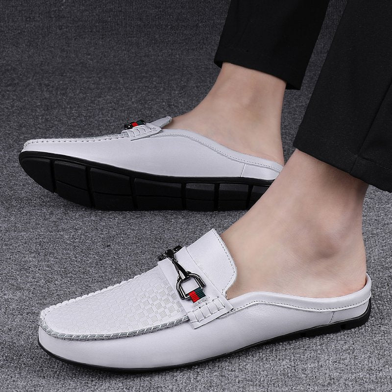 Men's Backless Mule Loafers - Microfiber Slip-On Casual Shoes