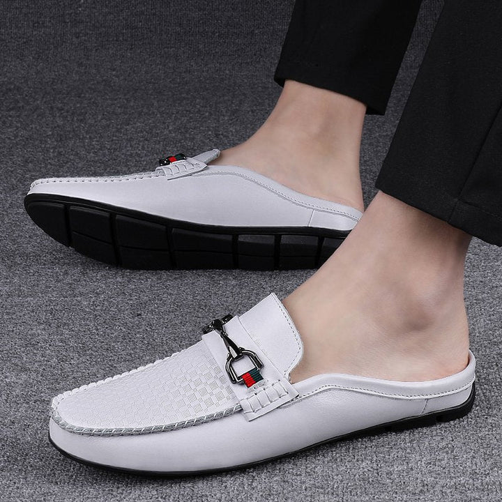 Men's Backless Mule Loafers - Microfiber Slip-On Casual Shoes