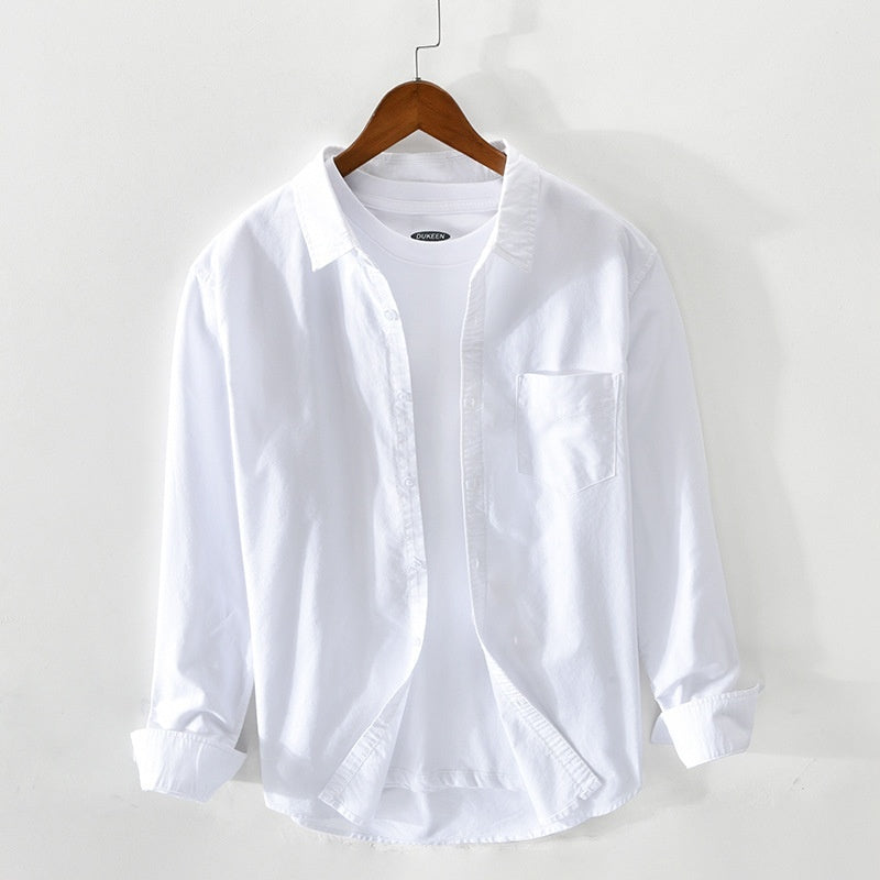 Men's Casual Breathable Cotton Oxford Shirt - Summer Outing