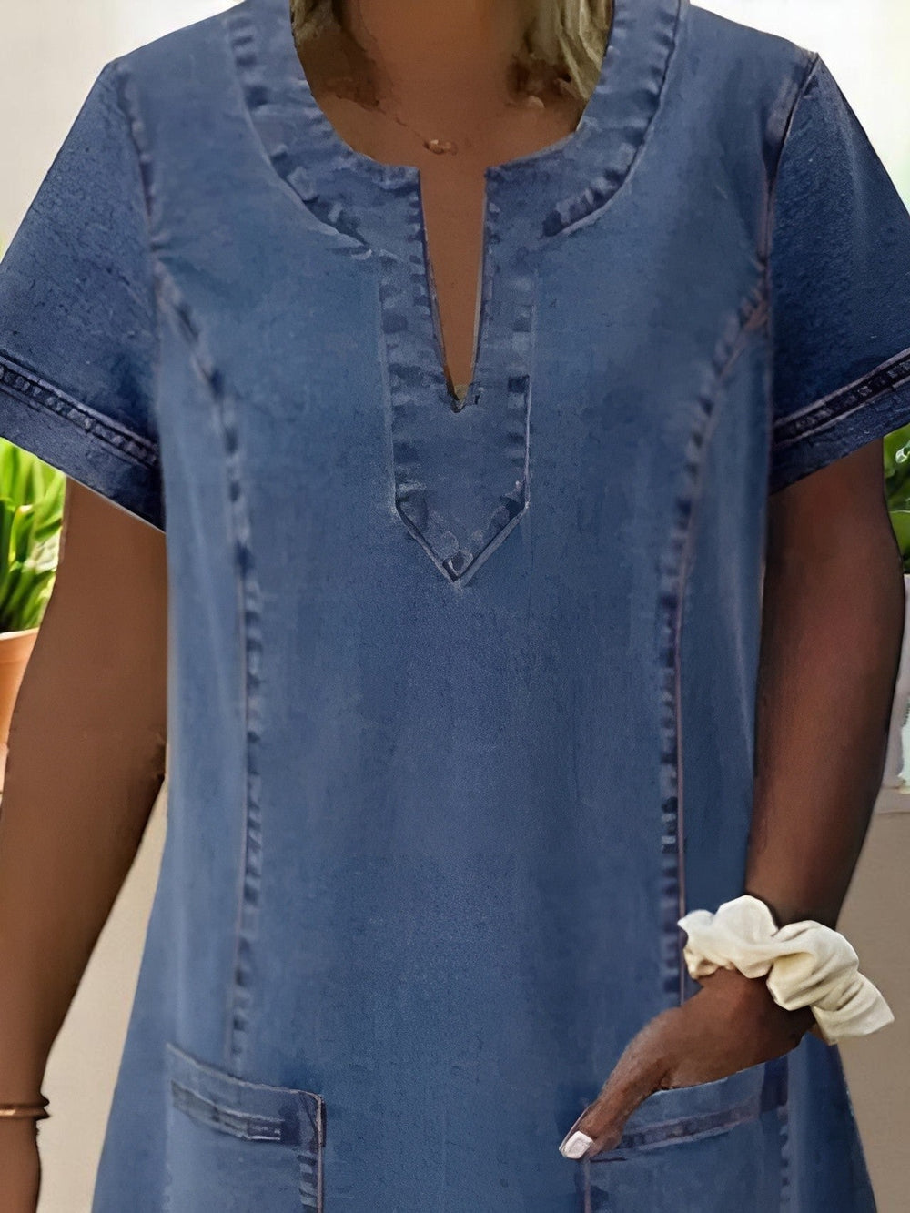 April | Women's Denim A-Line Mini Dress, Casual