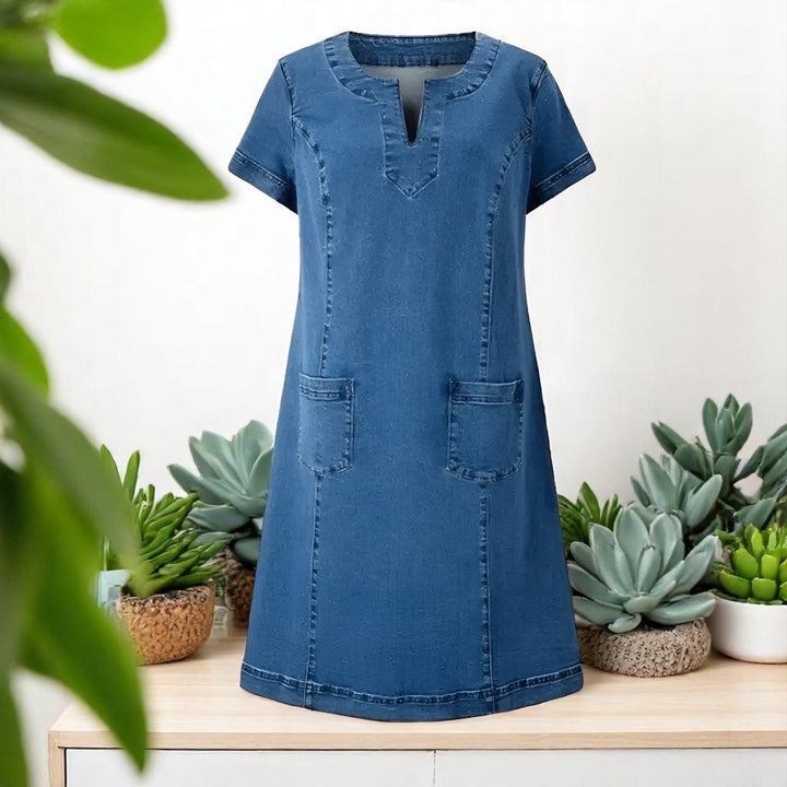 April | Women's Denim A-Line Mini Dress, Casual