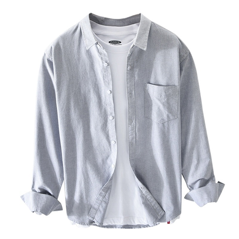 Men's Casual Breathable Cotton Oxford Shirt - Summer Outing