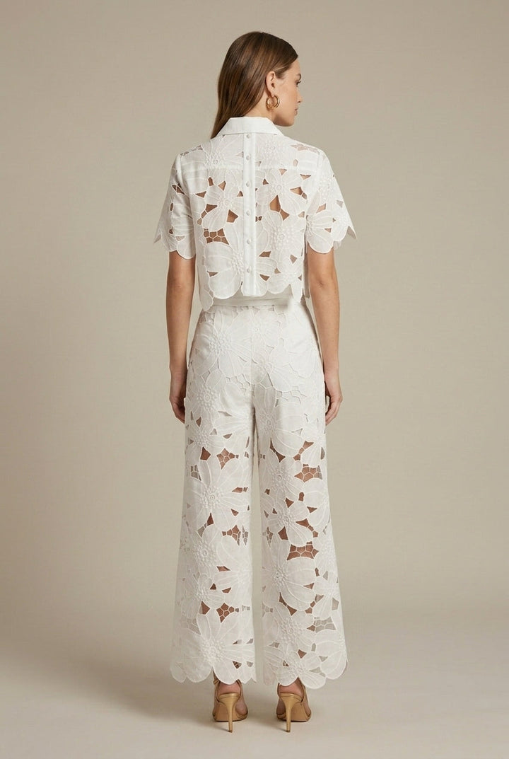 Women's Lace Crop Top and Pants Set - Lightweight