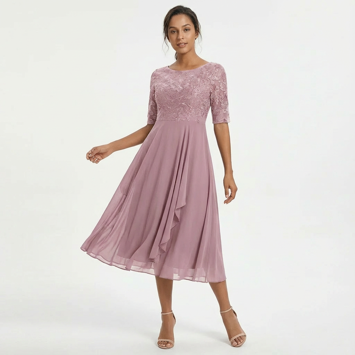 Sophia | Women's Lace Half Sleeve Midi Dress