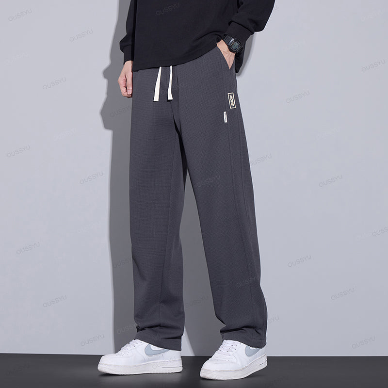 Men's Classic Waffle Pattern Elastic Waist Pants