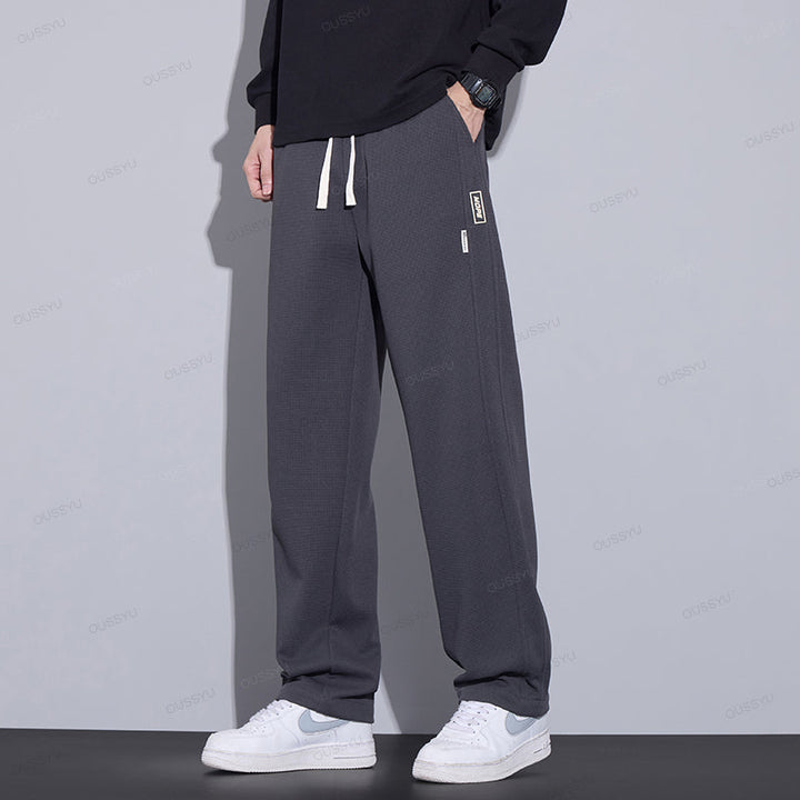 Men's Classic Waffle Pattern Elastic Waist Pants