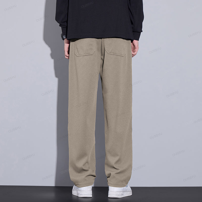 Men's Classic Waffle Pattern Elastic Waist Pants
