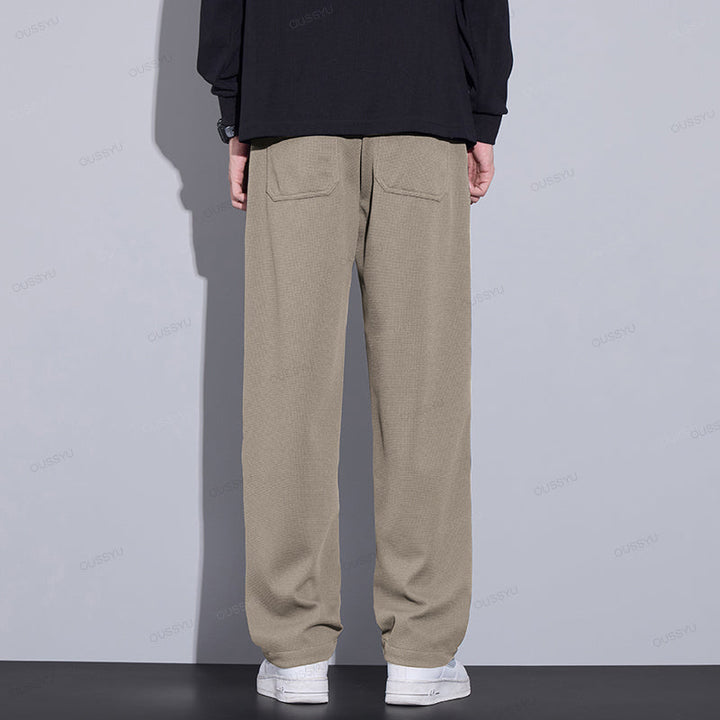 Men's Classic Waffle Pattern Elastic Waist Pants