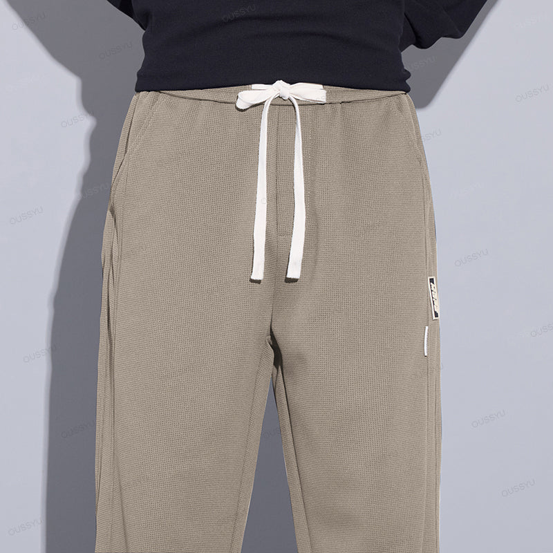 Men's Classic Waffle Pattern Elastic Waist Pants