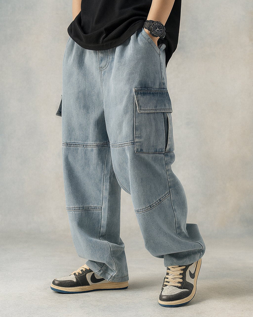 Men's Casual Denim Cargo Jeans - Everyday Comfort