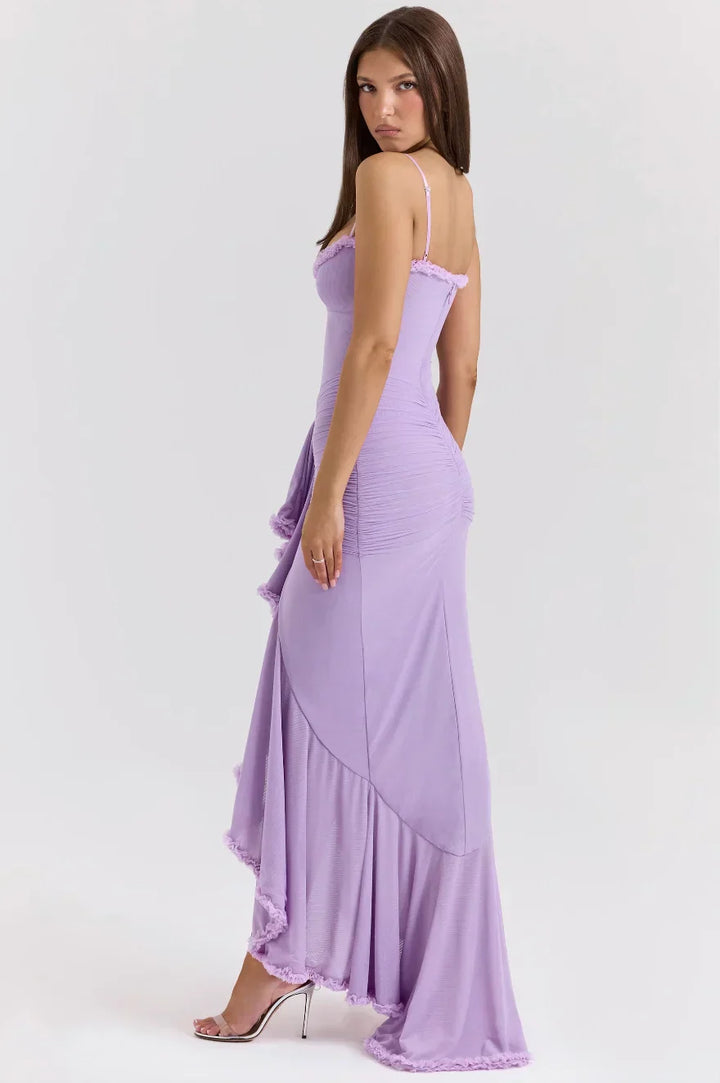 Emily | Women's Fitted Midi Dress with Ruffled Details