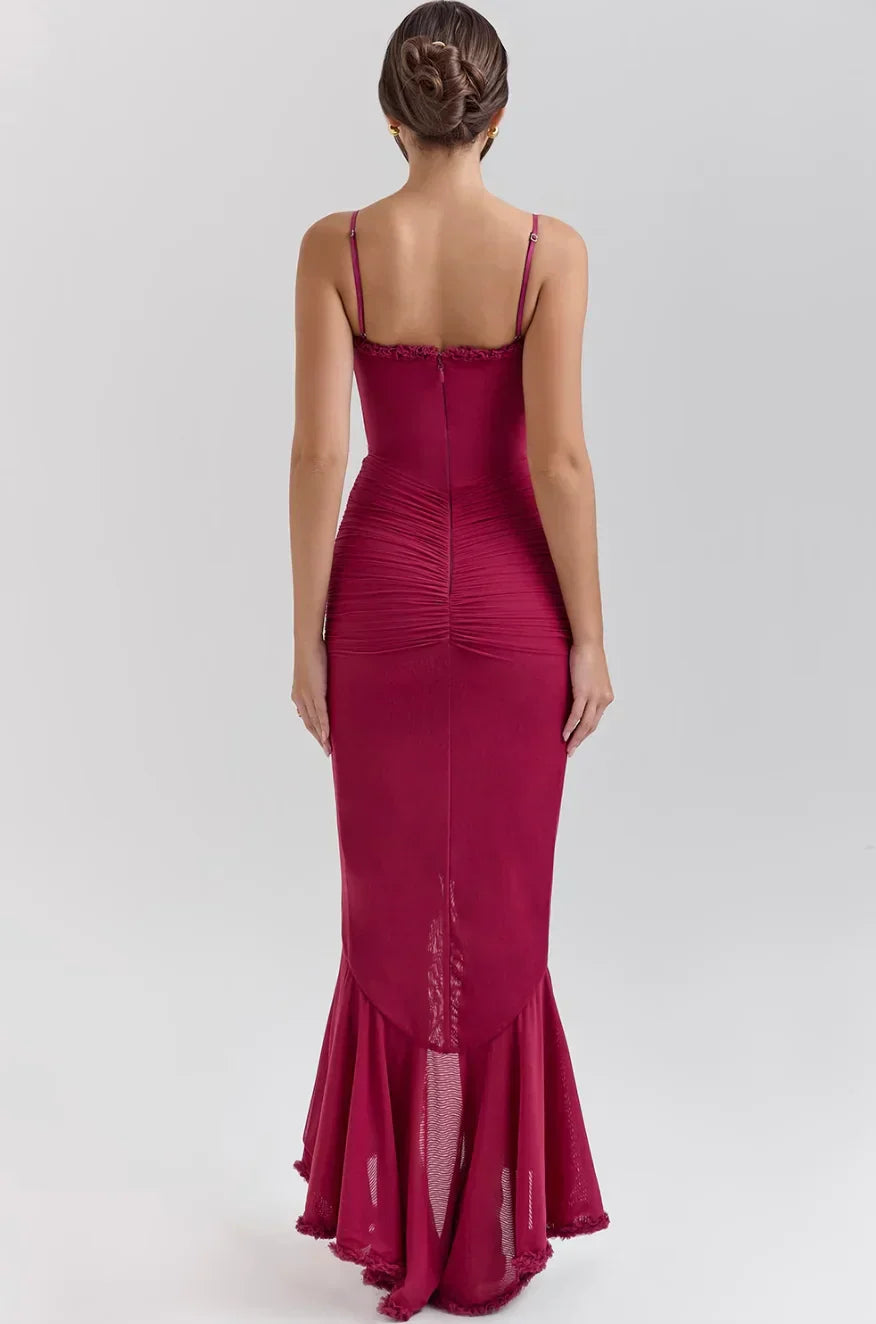Emily | Women's Fitted Midi Dress with Ruffled Details