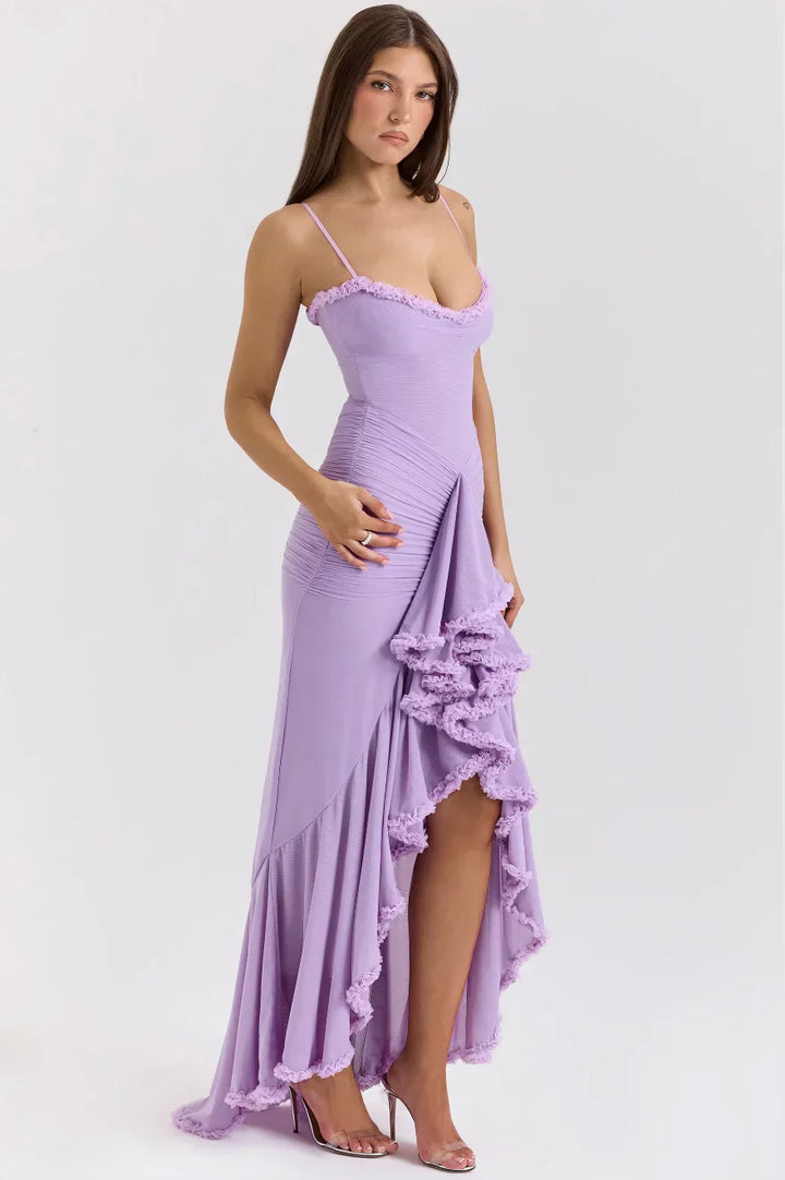 Emily | Women's Fitted Midi Dress with Ruffled Details