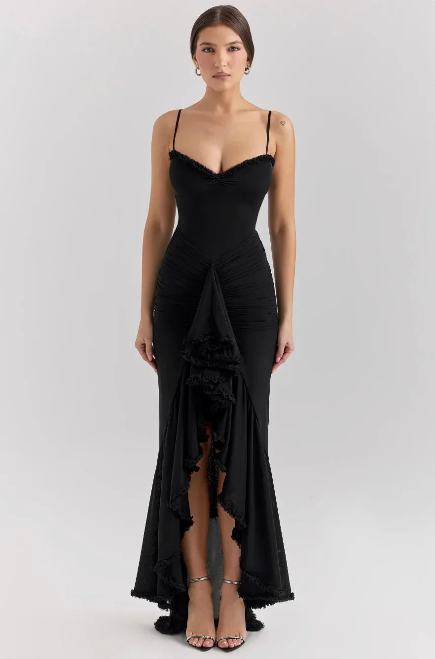 Emily | Women's Fitted Midi Dress with Ruffled Details