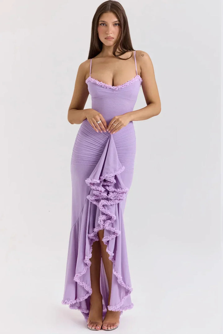 Emily | Women's Fitted Midi Dress with Ruffled Details