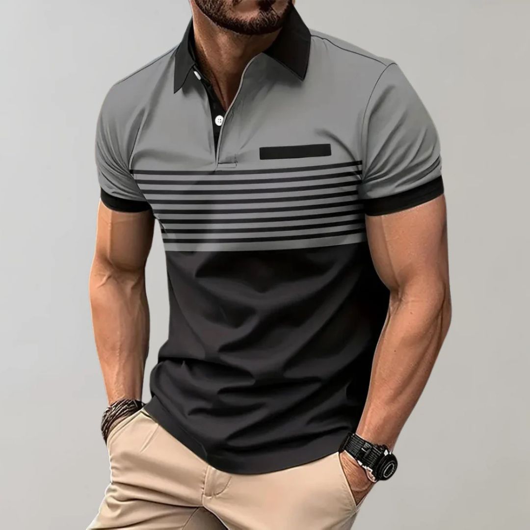 Men's Striped Knit Polo - Casual Summer