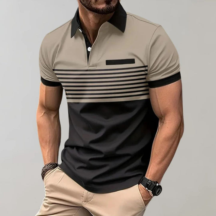 Men's Striped Knit Polo - Casual Summer