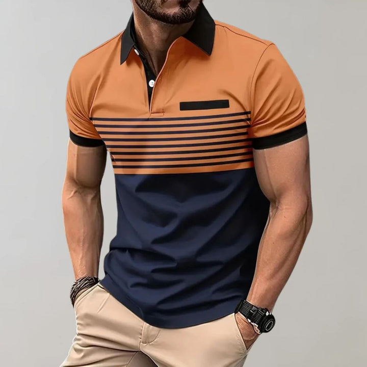 Men's Striped Knit Polo - Casual Summer