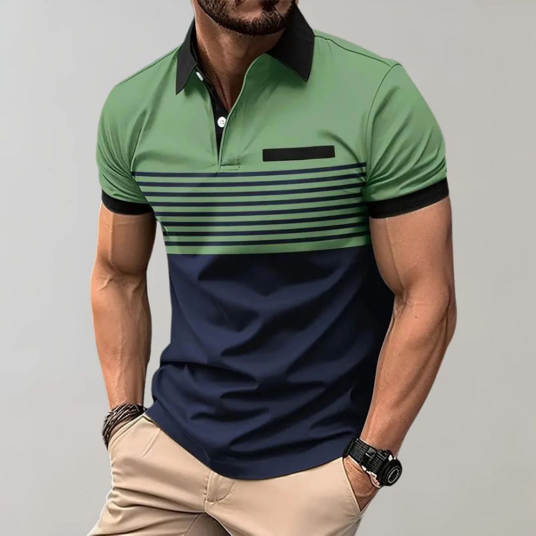 Men's Striped Knit Polo - Casual Summer