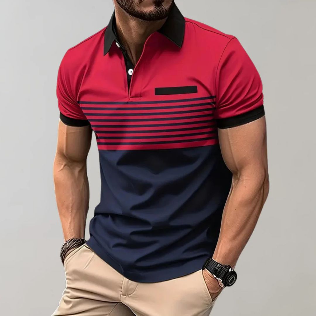Men's Striped Knit Polo - Casual Summer