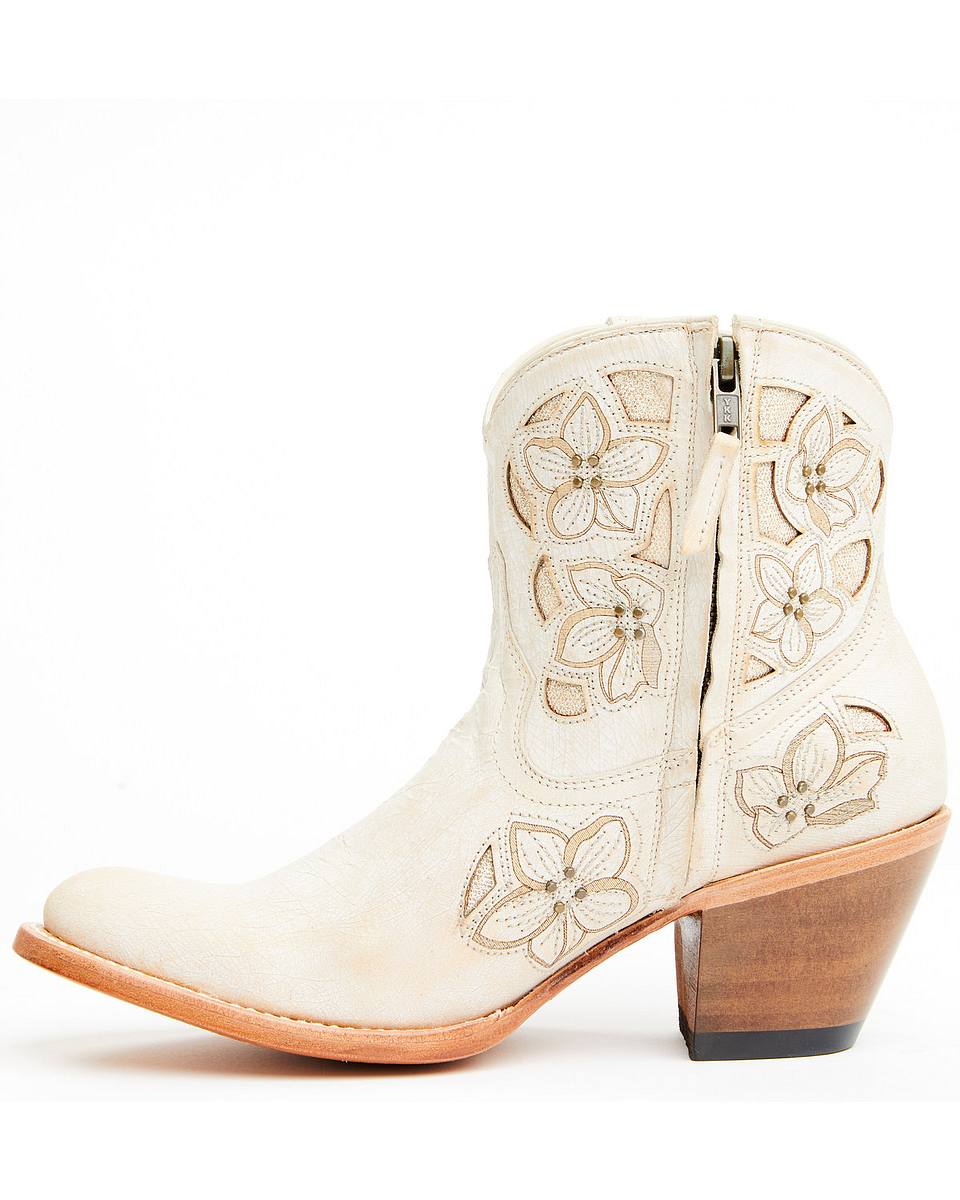 Women's Floral Embroidered Western Booties - Round Toe