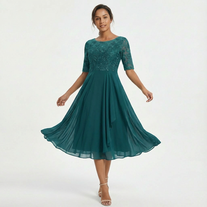 Sophia | Women's Lace Half Sleeve Midi Dress