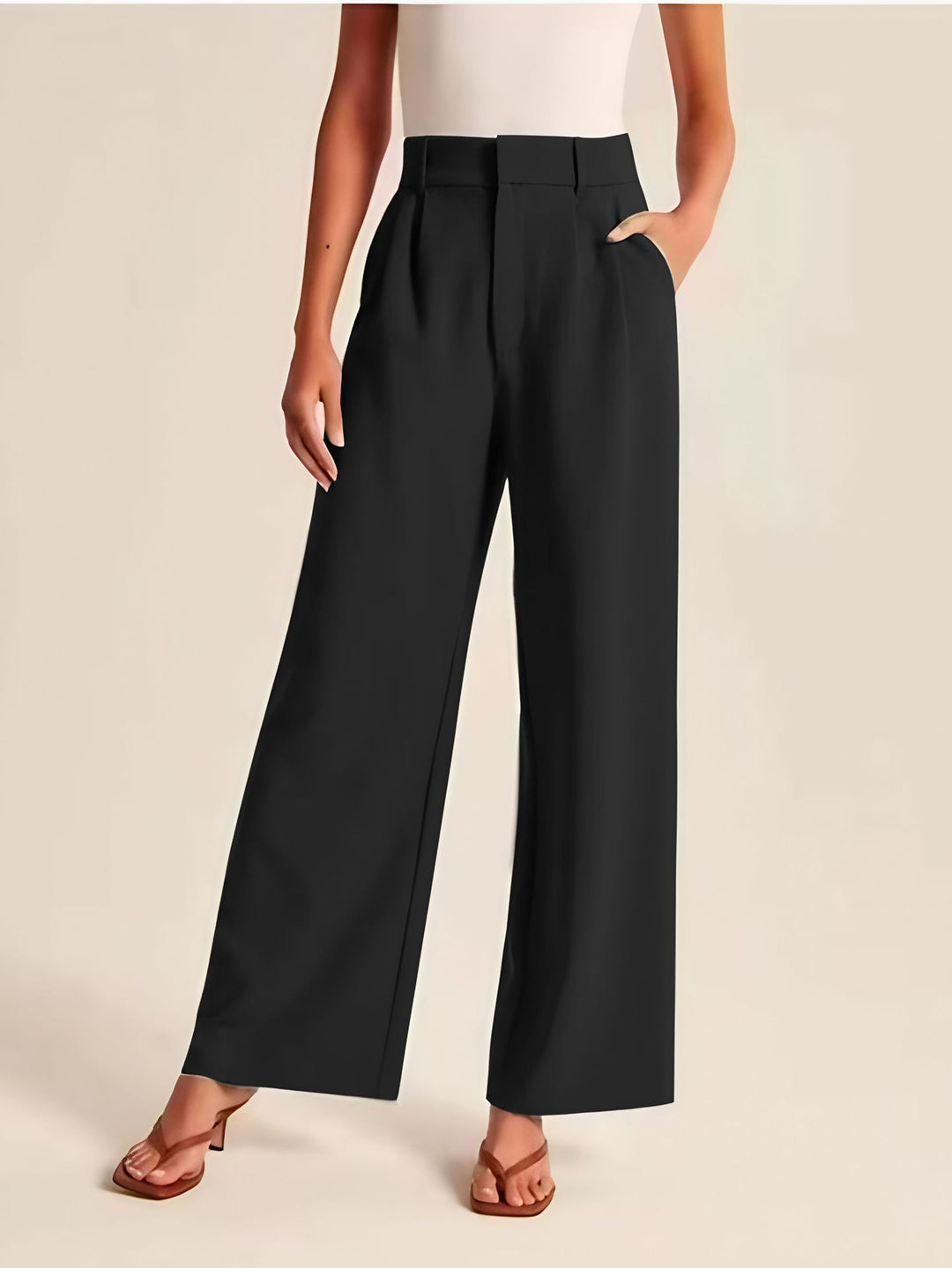 Emily | Women's High Waist Wide Leg Pants with Pockets