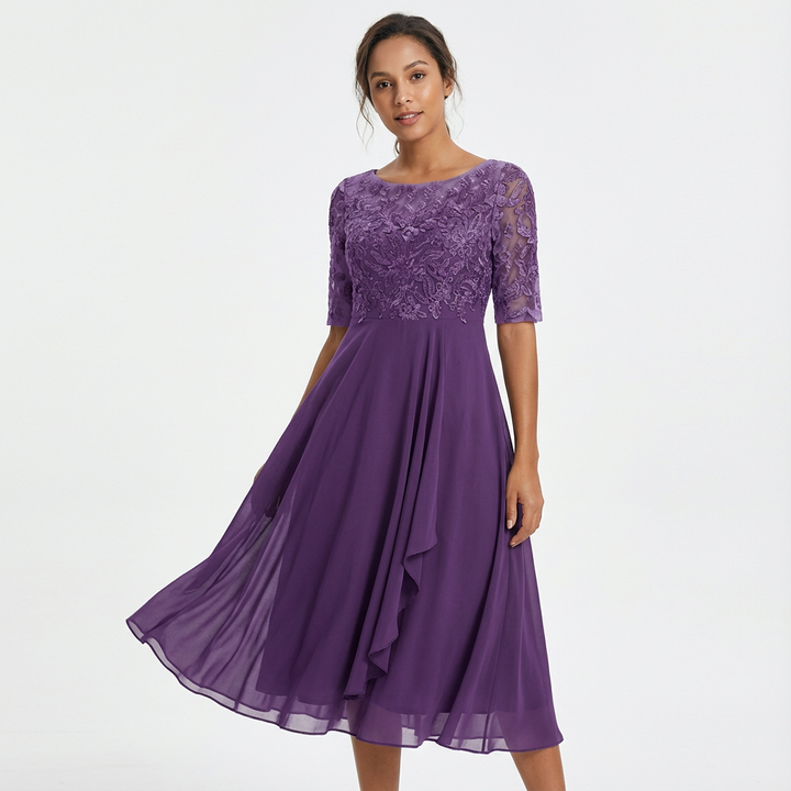 Sophia | Women's Lace Half Sleeve Midi Dress