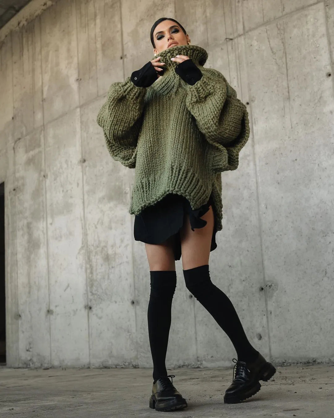 Destiny | Women's Turtleneck Oversized Mini Dress, Casual