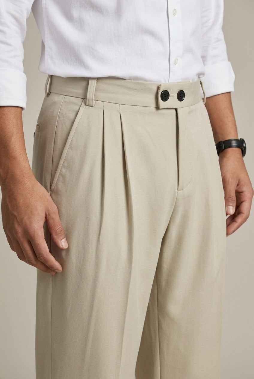 Men's Pleated Wide-Leg Trousers - Relaxed Fit
