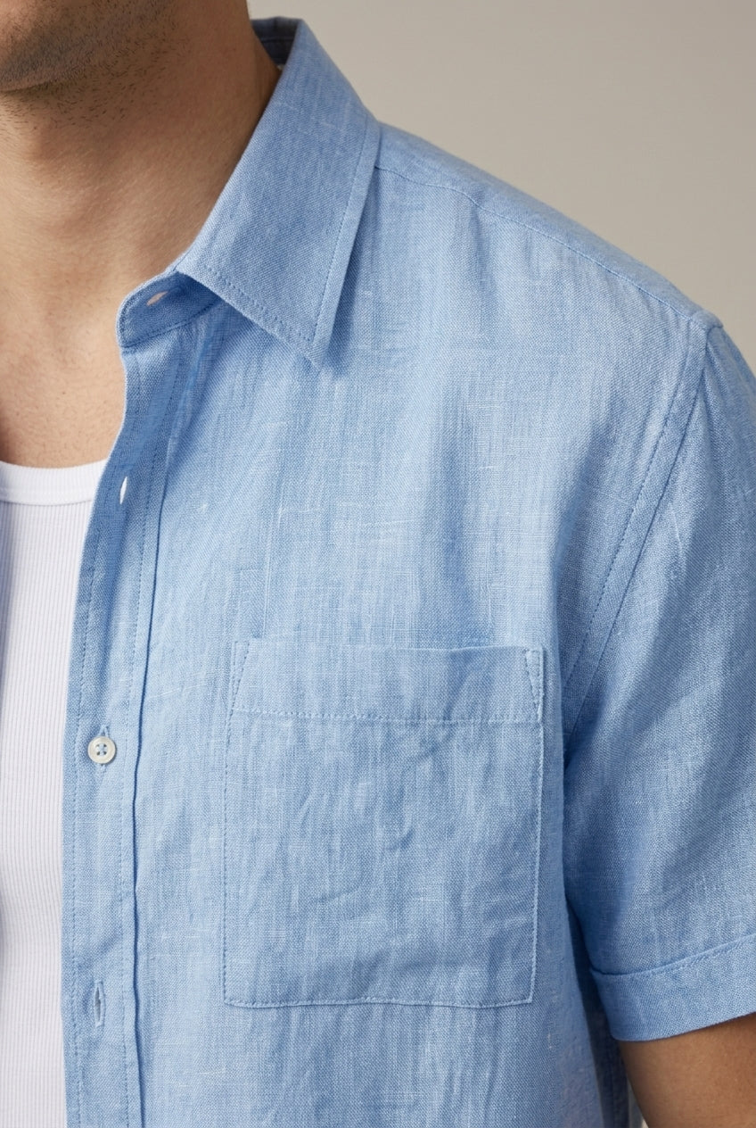 Men's Linen Blend Shirt and Shorts Set - Summer Casual