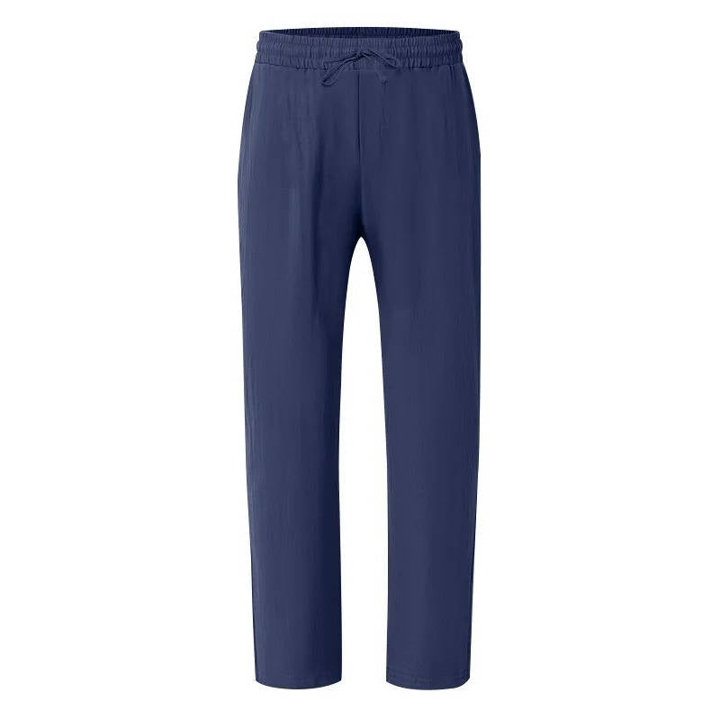 Men's Casual Linen Straight Leg Pants - Breathable & Comfortable for Outdoor Travel and Daily Use