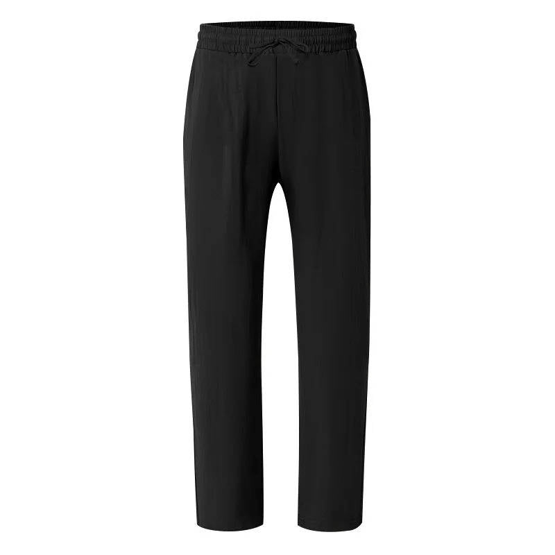 Men's Casual Linen Straight Leg Pants - Breathable & Comfortable for Outdoor Travel and Daily Use