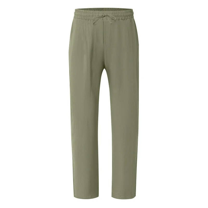 Men's Casual Linen Straight Leg Pants - Breathable & Comfortable for Outdoor Travel and Daily Use