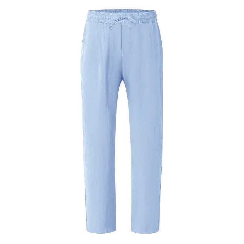 Men's Casual Linen Straight Leg Pants - Breathable & Comfortable for Outdoor Travel and Daily Use