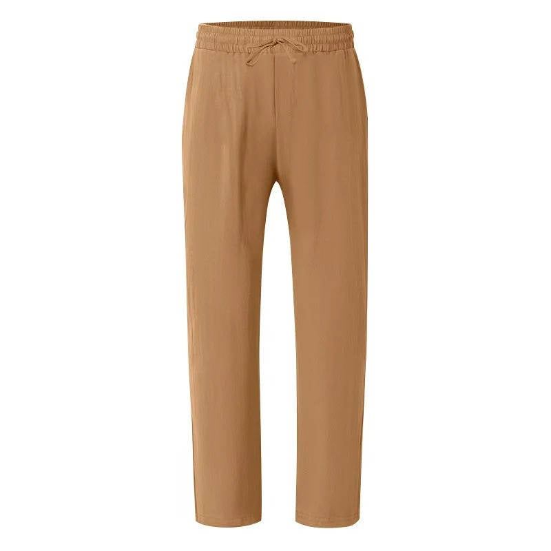 Men's Casual Linen Straight Leg Pants - Breathable & Comfortable for Outdoor Travel and Daily Use