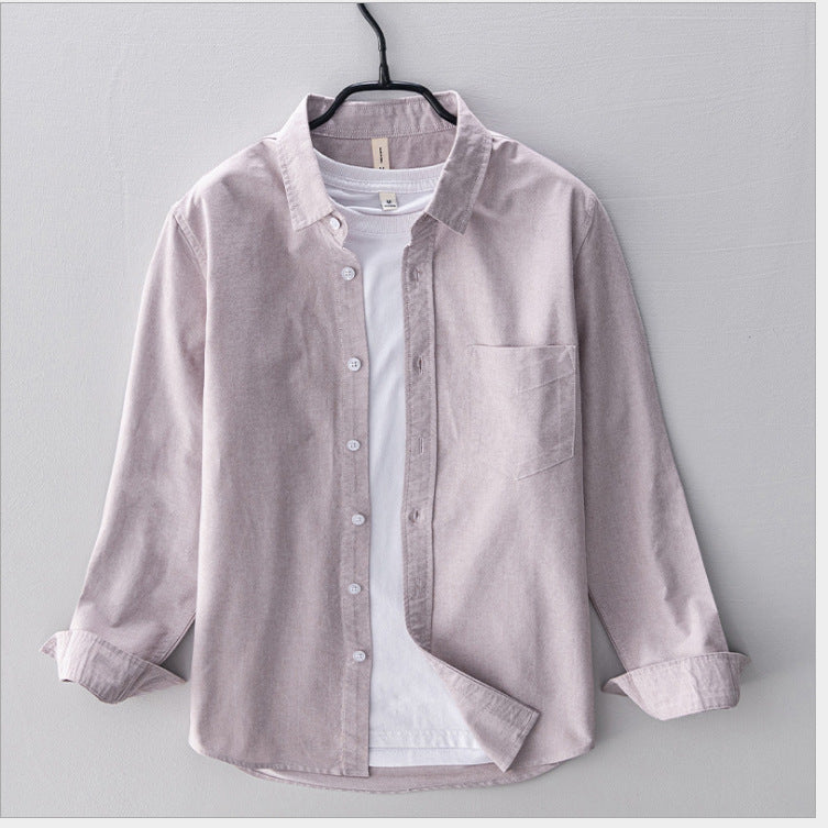 Men's Casual Breathable Cotton Oxford Shirt - Summer Outing