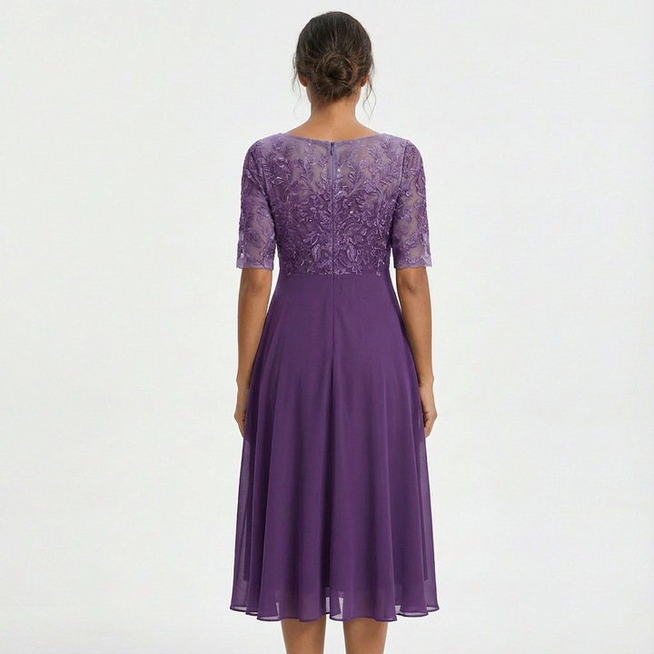 Sophia | Women's Lace Half Sleeve Midi Dress
