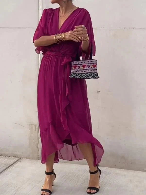 Emily | Women's Flowy Casual Midi Dress, Everyday Wear