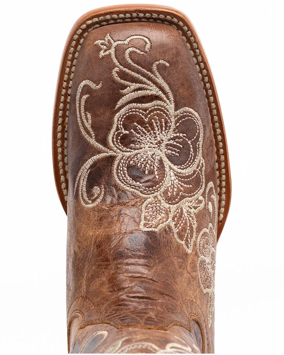Women's Floral Embroidered Western Boots - Broad Square Toe