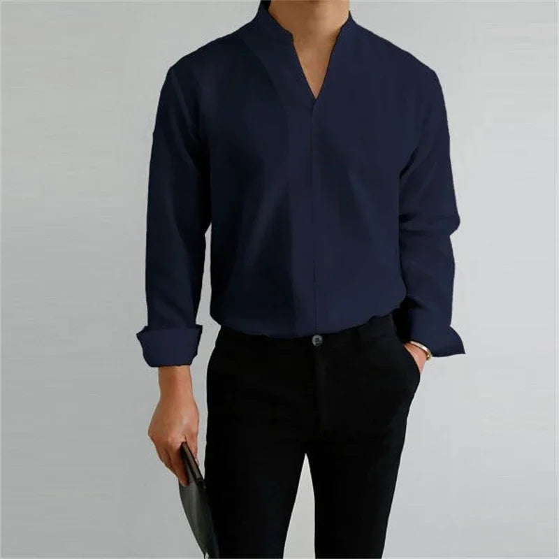 Men's Casual Cotton Long Sleeve Shirt - Everyday Wear
