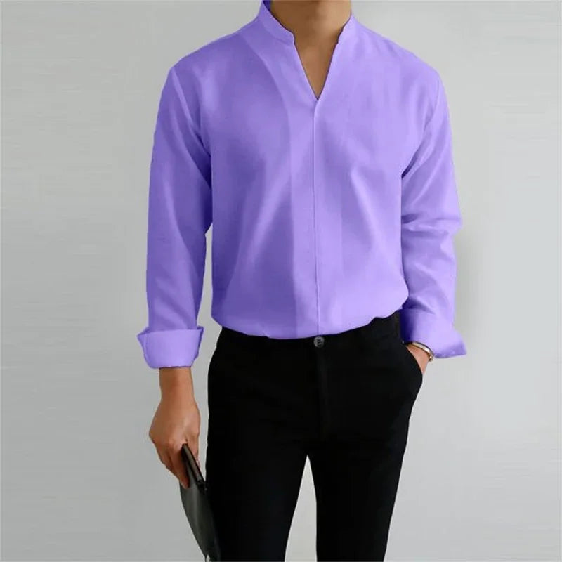 Men's Casual Cotton Long Sleeve Shirt - Everyday Wear