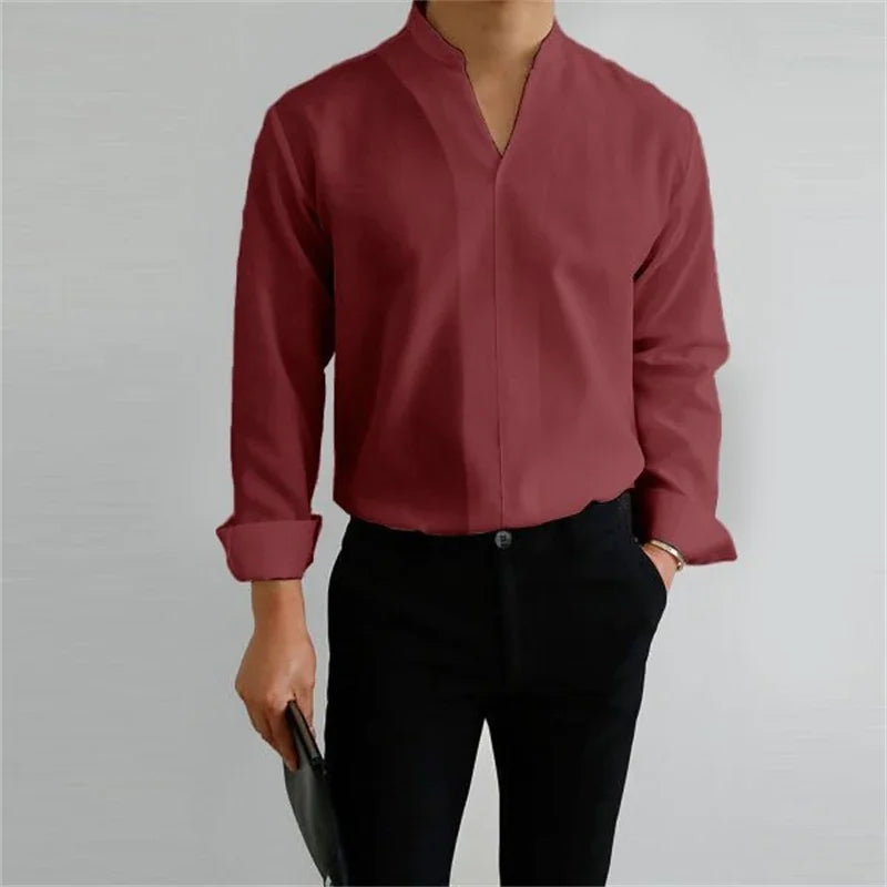 Men's Casual Cotton Long Sleeve Shirt - Everyday Wear