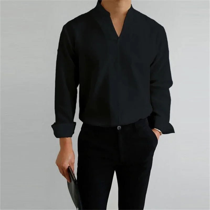 Men's Casual Cotton Long Sleeve Shirt - Everyday Wear
